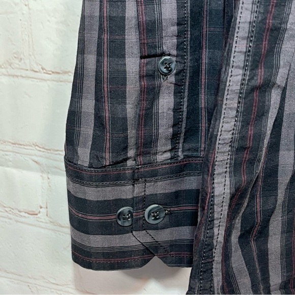 Apt.9 Modern Fit Black Tie Button Front Plaid Shirt Mens Large Black New - Picture 6 of 10